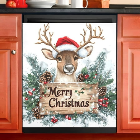 

Ryvnso Christmas Reindeer Dishwasher Magnetic Refrigerator Magnet Cover Kitchen Home Decorative 23 x26