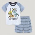 thumbnail image 2 of Xudanell Toddler Boy Summer Clothes Pattern Printed Tshirts and Gingham Shorts Outfits for Boys Light Gray 2-3 Years, 2 of 7