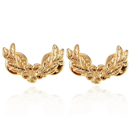 Golden Metal Tone Vintage Inspired Flower with Leaves Twin Fashion Brooch