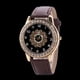 thumbnail image 3 of Reloj de cuarzo con banda de cuero de PU a la moda, reloj femenino con diamantes de imitación y esfera redonda grande (marrón), 3 of 5