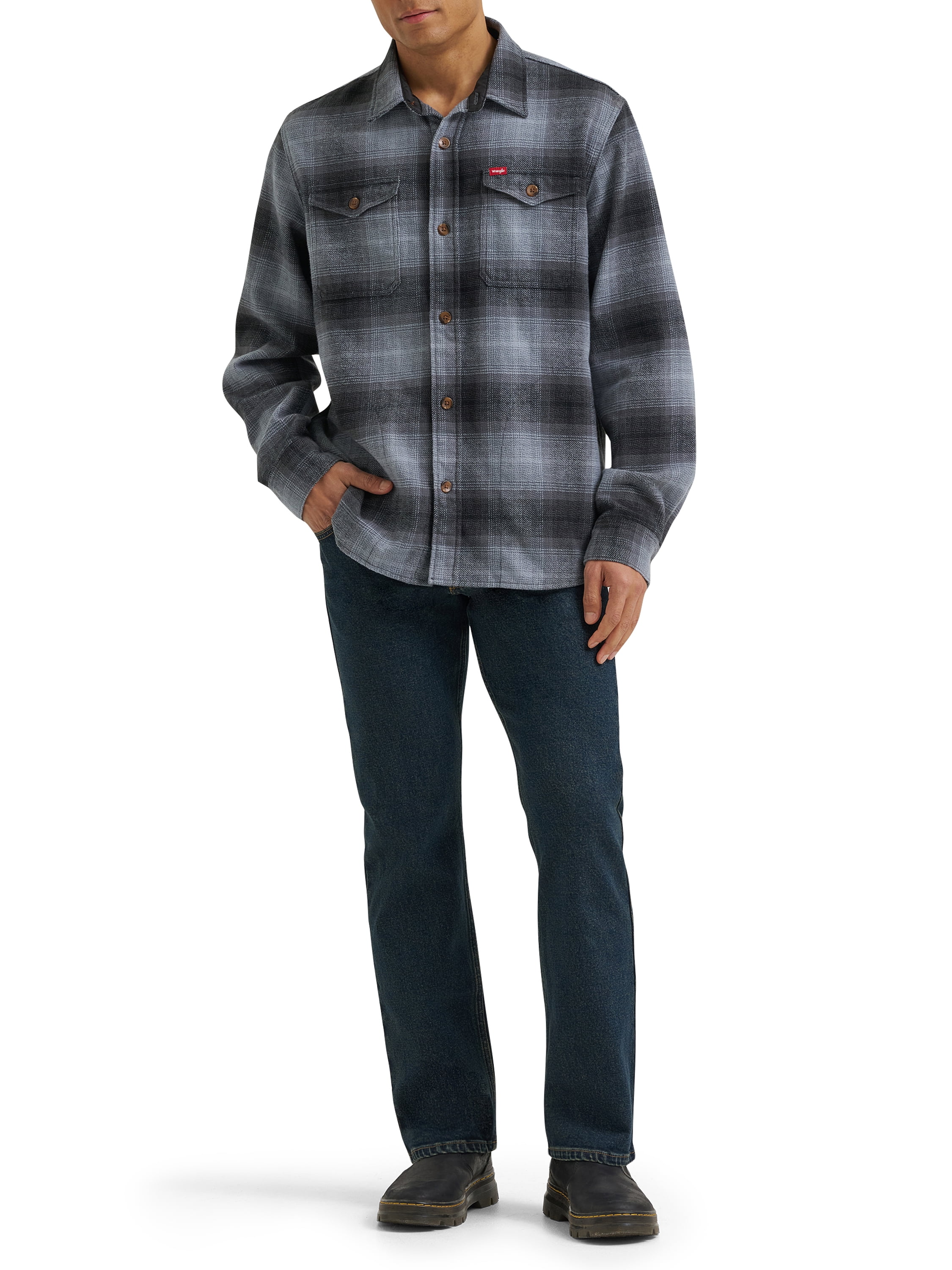 Wrangler® Men's Brushed Fleece Flannel Shirt Jacket, S-3XL