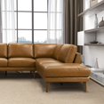 thumbnail image 3 of Ashcroft Furniture SEC00400406 Benson Leather Sectional Right Facing Chaise Sofa, Tan, 3 of 6