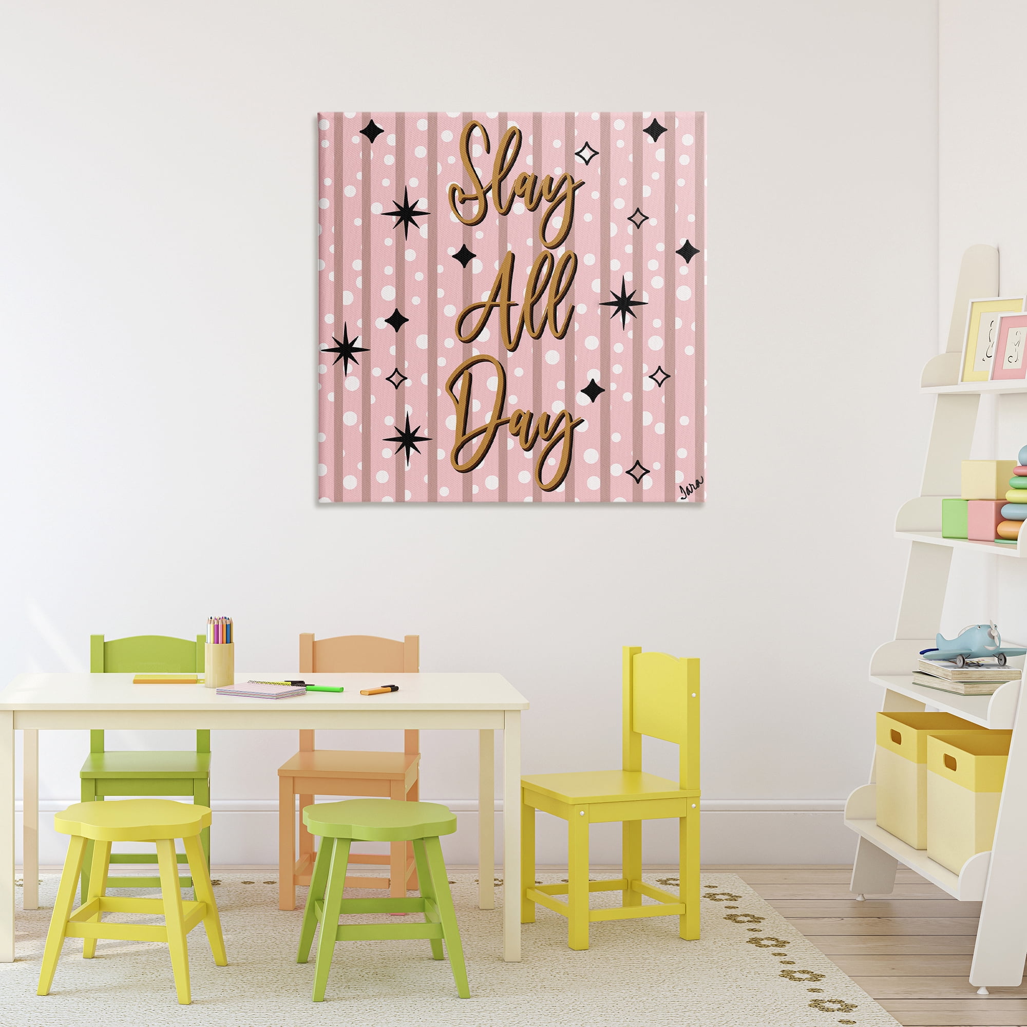 Stupell Industries Slay All Day with Sparkle Pattern Canvas Wall Art, design by Tara Boone