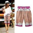 thumbnail image 2 of Trendfront Women's Plus Size High Waisted Colorblock Bermuda Shorts Lightweight Elastic Waist with Pockets Lounge Bottoms, 2 of 5