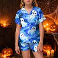 thumbnail image 2 of Futezty Halloween Pajamas Kids Girls Halloween Themed Nightwear Short Sleeve Top and Shorts Cozy Sleepwear Girls Pjs 2T-13T, 2 of 5