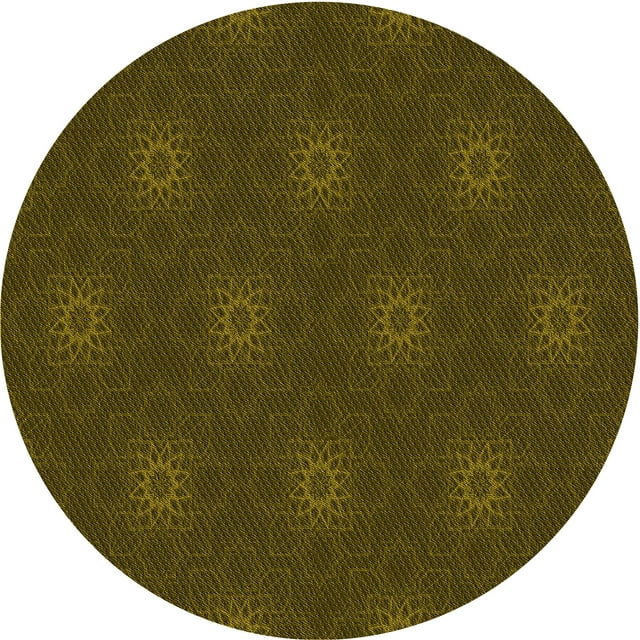 Ahgly Tapis Rond Lavable en Machine Intérieur Transitionnel Jaune Foncé Vert, 6 Pieds Rond