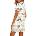 thumbnail image 5 of Pajamas for Women New Women’s Print Nightshirt with Pockets Lapel Neck Button Loose Nightgown Summer Ruffle Short Sleeve Casual Sleep Dress, 5 of 7