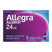 Allegra Adult 24-Hour Allergy Relief Gelcaps, Non-Drowsy Indoor and Outdoor Allergy Medicine, 180 mg Fexofenadine HCI Antihistamine Pill, 60-Count