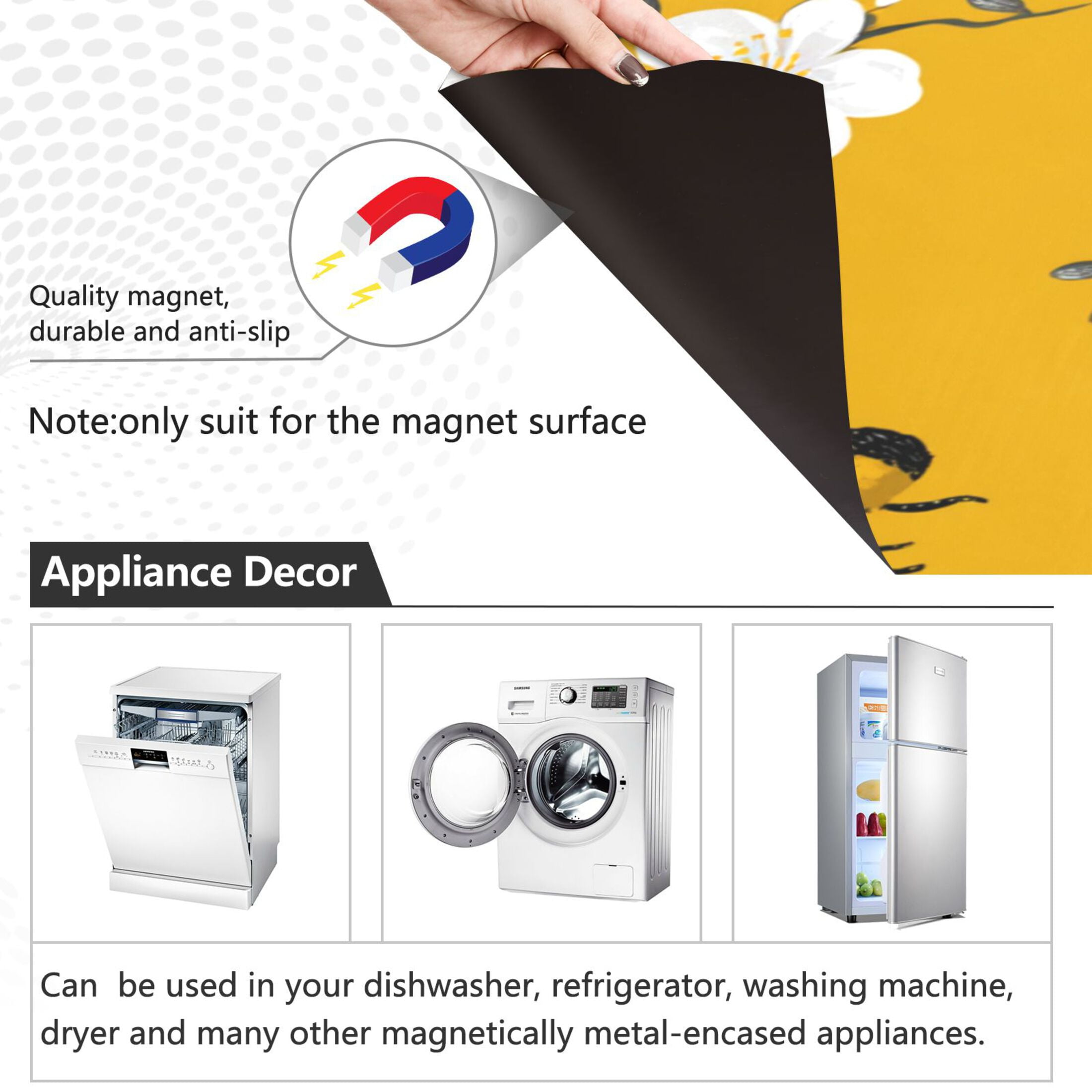 Dishwasher Magnetic Refrigerator Magnet Cover Sticker Home Decorative 23"x26" Cute Cartoon Bees