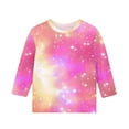 thumbnail image 4 of Girls Graphic T-Shirt 3/4 Sleeve Gradient Sparkly Tops Trendy Casual Cute Crewneck T Shirts Toddler Girl Clothes Y2K Fall Fashion Tees Workout Gym Outfits, Size 3-12, 4 of 5
