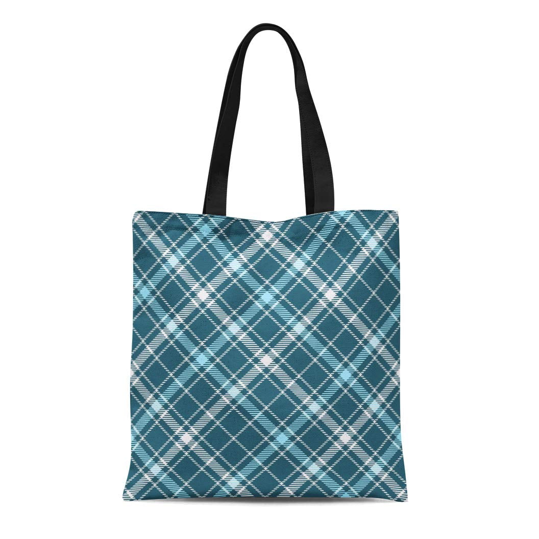 blue tartan bag