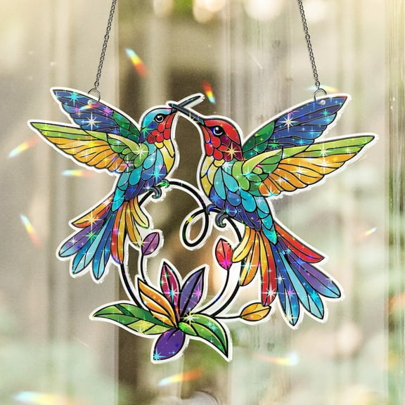 Lotusprinthandmade Couple of Hummingbird Custom Shape Star Hologram Ornament 3.5in, hummingbird hologram decoration