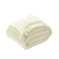 thumbnail image 5 of Lush Decor Sherpa Tassel Fringe Throw Blanket 60"" x 50"" Ivory, 5 of 5