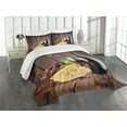 thumbnail image 3 of Ambesonne Wine Quilted Bedspread Set 3 Pcs, Cabernet Bottle Cheese, Queen Size, Brown Burgundy Cream, 3 of 5