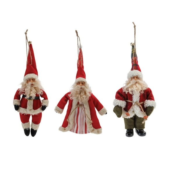 Melrose Santa Christmas Plush Ornaments - 11"" - Red and Beige - 6ct