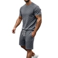 thumbnail image 6 of Gytharion 2 Piece Classic Summer Outfits for Men Round Neck Short Sleeve T-shirt with Elastic Waist Shorts Sets Soild Color Casual Sets, 6 of 8