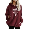 thumbnail image 2 of Craaazy Women's Letter Printed Fleece Sweatshirt Gifts Winter Casual Long Sleeve Drawstring Hoodies, Comfy Fuzzy Tops with Pocke ts, 2 of 4