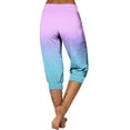 thumbnail image 5 of CLOISE Womens Capris Athletic Stretch Capris Joggers With Pockets Soft Elastic Waist Running Petite Capri Sweatpants Pull On Capri Lounge Pants Gradient Color Casual Yoga Capris Purple, 5 of 6