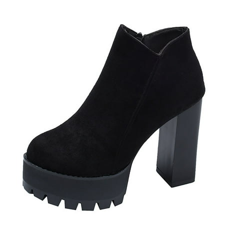 

Qufokar Boots for Women Low Heel Mid Calf Women Heel Boots 2022 European And American Autumn And Winter New Fleece Warm Suede Heel Super High Heel Women S Boots