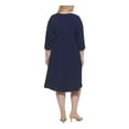 thumbnail image 2 of VINCE CAMUTO Womens Navy Stretch Tie Zippered Ruched Back 3/4 Sleeve Round Neck Midi Wear To Work Faux Wrap Dress Plus 22W, 2 of 4