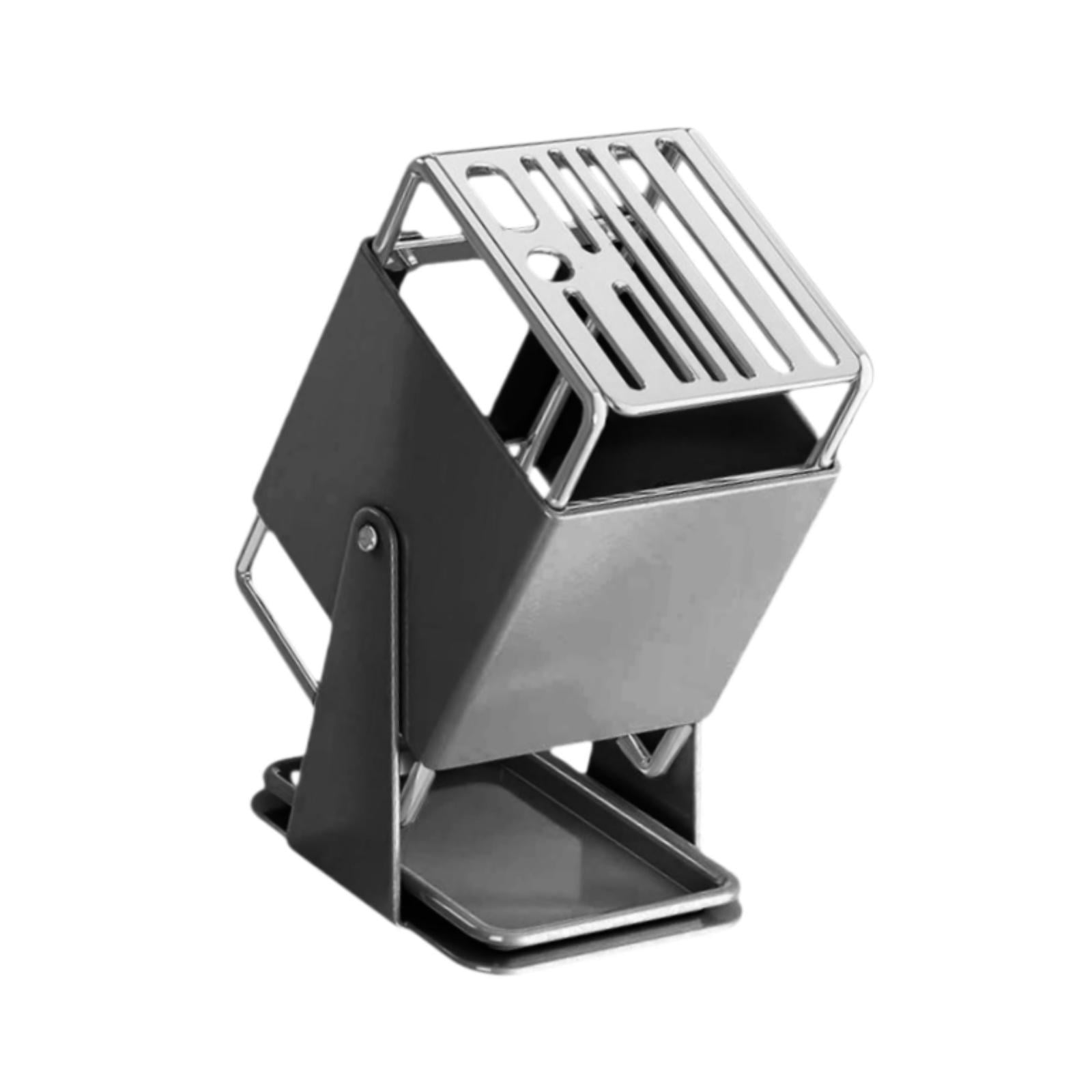 Fiocias Kitchen Knives Holder Stand Stainless Steel Utensil Block Space Saving Organizer Gray