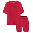 thumbnail image 2 of BVWKPCV Tween Girl Clothes 2 Piece Outfit Short-Sleeve Top +leggings Shorts Set Trendy Clothing Set Sizes 8-12 Years Red 7-8Y, 2 of 6
