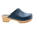 thumbnail image 2 of KLÄGN Tuva Wood Open Back Grip Cobalt Veg Tan Leather Clogs, 2 of 9
