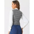 thumbnail image 3 of DARING DIVA Women's Plaid Single Breasted Sleeveless Racerback Waistcoat XS Black White, 3 of 6