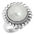 thumbnail image 1 of 925 Silver Ring For Women - Men White Freshwater Pearl Stone Silver Ring Size 6 April Birthstone Simple Silver Ring Size 6 Gift For Girl Friend On Christmas 925 Gemstone Silver Jewelry, 1 of 5