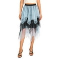 thumbnail image 4 of Coduop Women Midi Skirts Contrast Color Elastic Waist Irregular Multi-Layered Tulle Skirt, 4 of 9