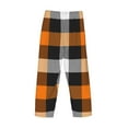 thumbnail image 4 of Kdxio Orange Plaid Print Men's Sleep Pajama Pant Lounge Pants with Pockets, 4 of 8