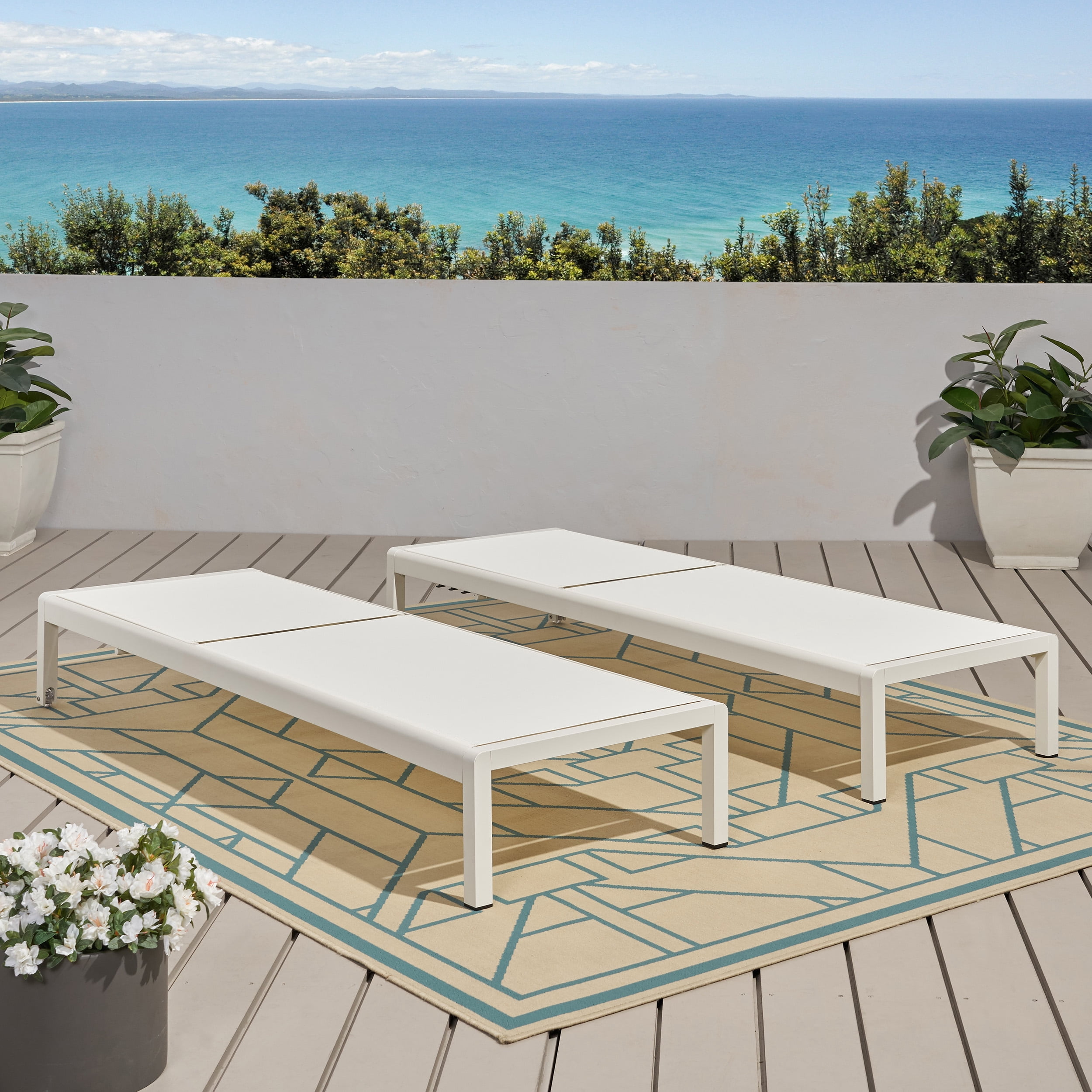 Set of 2 Cape Coral KD Chaise Lounge Whi (Mp2)