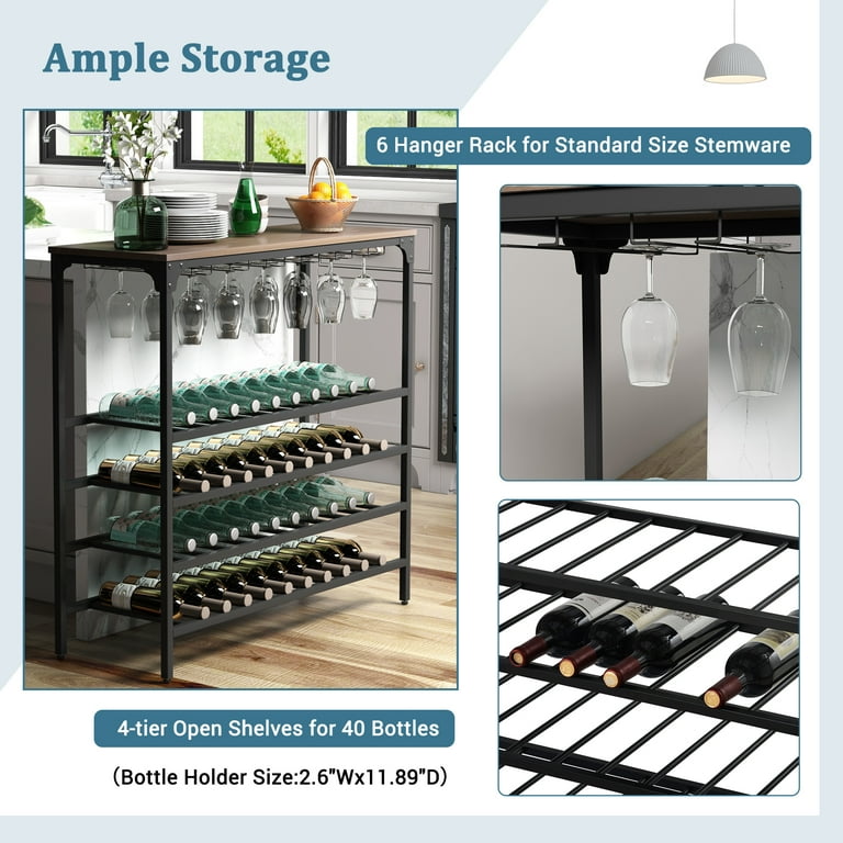 5 Tier Water Bottle Organizer Free Standing Storage Rack Shelf Beverage Rack, Size: Large, Brown