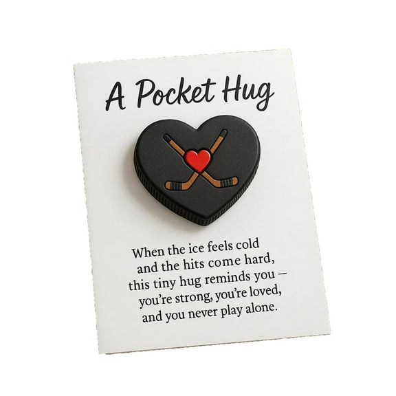 Pocket with Inspirational Card, Heart-Shaped Sport-Themed Pocket Encouragement Gifts, Gifts for Sports Enthusiasts Friends (Hockey)