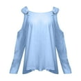 thumbnail image 3 of SNKSDGM Women's Plus Casual Easter Shirts Women's Tops 3/4 Sleeve Women's V Neck Sleeve Shirts Cold Shoulder Tops Basic Summer Tees Womens Shirts Long Sleeve Button Down, 3 of 3