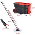 thumbnail image 4 of Spin Mop and Bucket with Wringer Set, 360° Mop and Bucket Set for Floor Cleaning, Stainless Steel 61" Adjustable Extended Handle with 3 Microfiber Mop Refills, Black&Red, 4 of 13