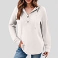 thumbnail image 2 of Towmus Women's Hoodie Oversized Waffle Knit Tops Henley Casual Shirts Long Sleeve Button V Neck Solid Color Casual Tunic Sweatshirt S-5XL, 2 of 7