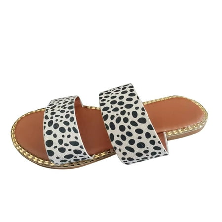 

Fashion Summer Women Sandals Leopard Print Open Toe Flat Bottom Comfortable Casual Beach
