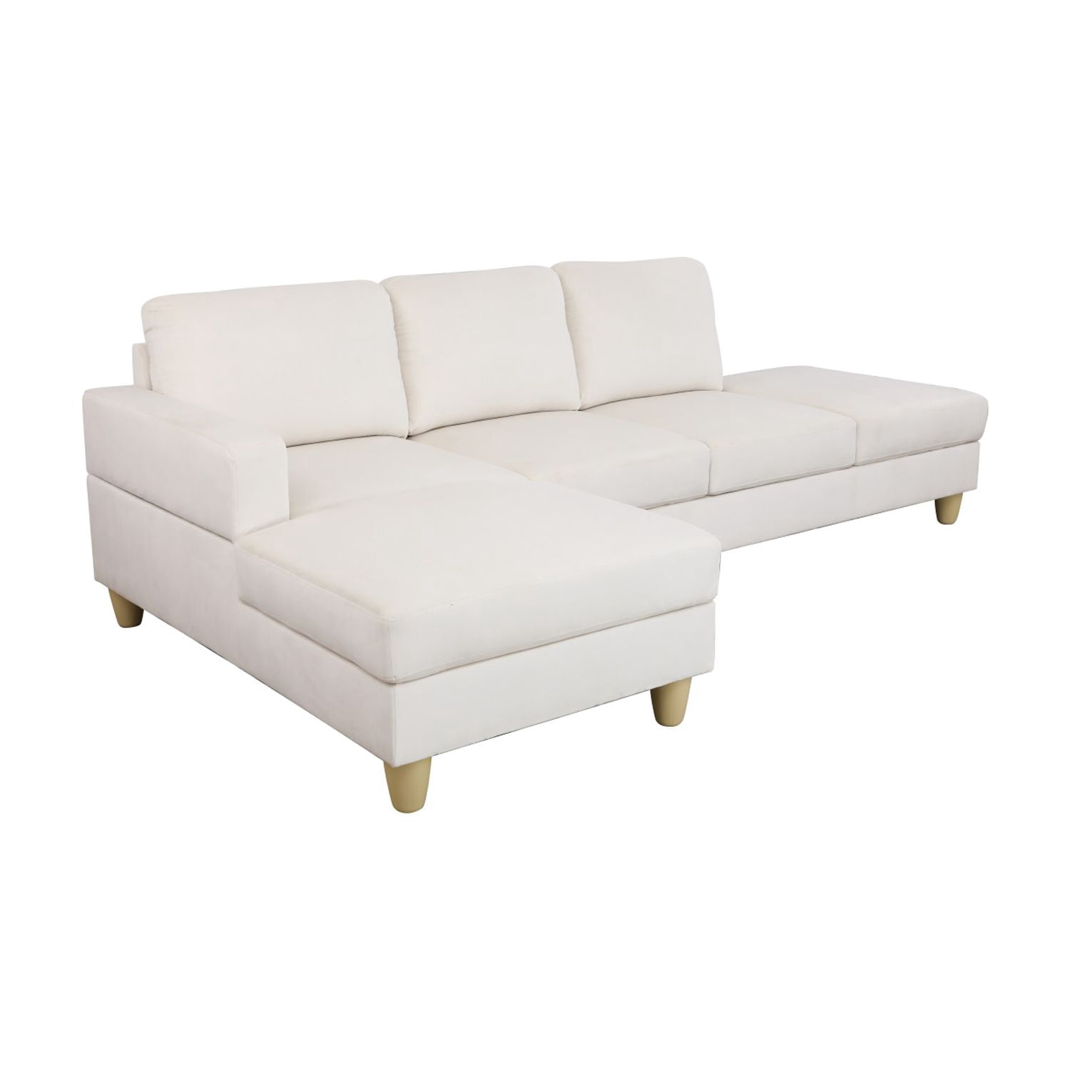 Hommoo 4-Seat L-Shaped Sectional Couch Sofa, Lint Living Room Furniture Set for Small Space-Apartment/Upstairs Loft/Living Room, 16.5'' Back Height, White(No Ottomans)