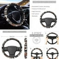 thumbnail image 3 of Renewold Car Accessories Full Set 11 PCS, Universal Car Seat Covers Steering Wheel Seat Belt Pad Cup Holder Key Chains Auto Accessories Fit for Most Vehicles, American Tribal Cow Print Brown Black, 3 of 7