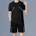 thumbnail image 1 of Handshe Ensemble de Sport Décontracté pour Hommes Été Couleur Unie Col Rond Manches Courtes & Shorts, 1 of 6