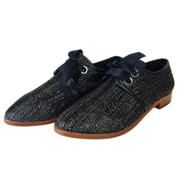 MATT BERNSON Women's Onyx Raffia Dita Loafers, Black, 9