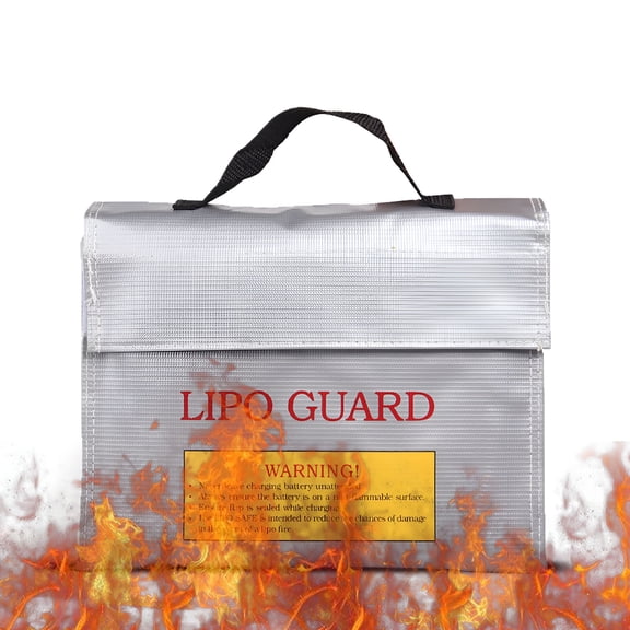 GJX Handheld Fireproof Explosionproof Lipo Battery Safe Bag Portable Heat Resistant Pouch Sack for Battery Charge&Storage Lithium Battery Bag Fire Proof 240 * 180 * 65Mm