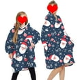 thumbnail image 1 of goowrom Family Cartoon Digital Printing Lamb Wool Warm Hooded Blanket, 1 of 9