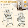 thumbnail image 3 of Costway Chaise Haute pour Bébés et Tout-Petits avec Roues Pivotantes Hauteur Réglable Repose-Pieds Blanc, 3 of 9