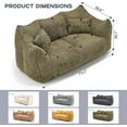 thumbnail image 2 of 73.2'' Modern Upholstered LoveSeat Couch, Memory Foam Sleeper Sofa with 2 Pillows, No Assembly Needed, Lazy Floor Sofa for Small Space, Living Room, Office, Apartment (Green), 2 of 7