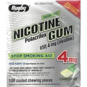 Angle View: 4 Pack Rugby Sugar Free Nicotine Polacrilex Gum 4 MG COATED MINT Flavor 100 Each