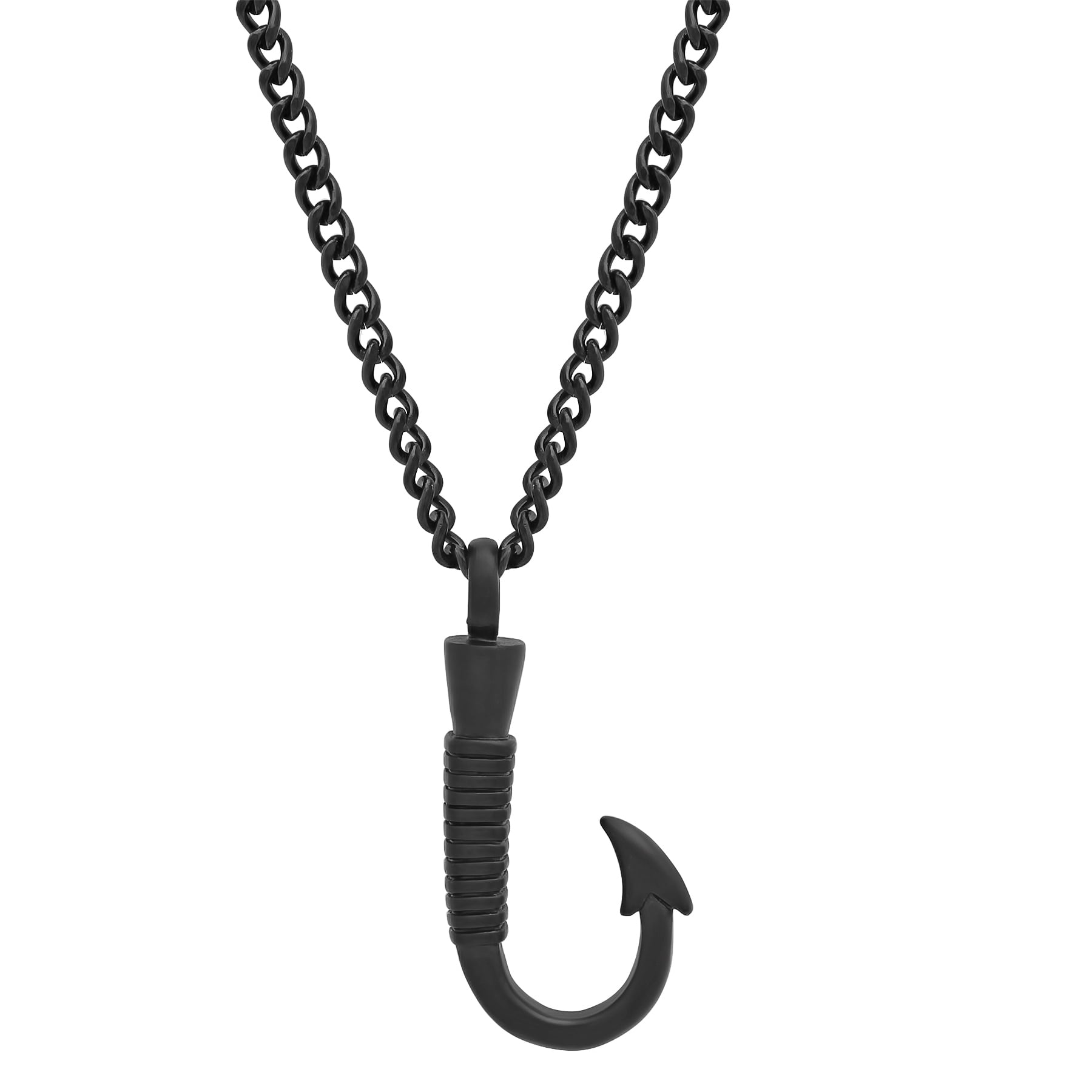 Brilliance Fine Jewelry Stainless Steel Black IP Fish Hook Pendant