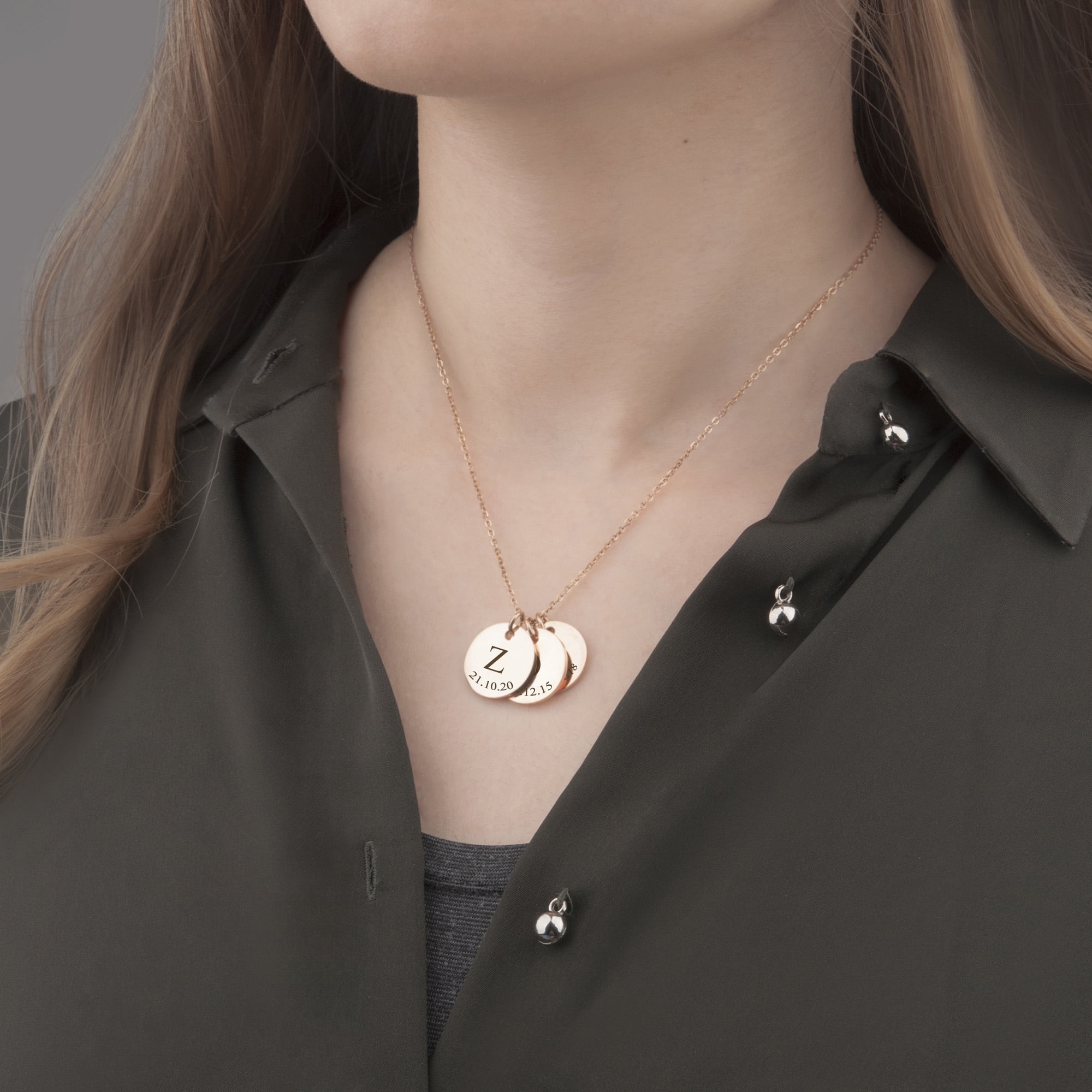 Personalized Rose Gold Initial Date Disc Necklace - Mother's Day Gift for Mom - Engravable Jewelry for Her - Custom Anniversary Pendant - Ships Next Day!