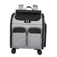 thumbnail image 3 of Transportín de viaje para Gato con ruedas, carrito portátil para mascotas, malla transpirable para cachorros, perros pequeños, que viajan y caminan al Gris Yinane Transportín para gatos, 3 of 8